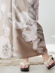 画像5: 【即日発送】【浴衣】ベージュ地にアネモネの大人花浴衣 【浴衣3点セット 浴衣/帯/下駄】 [YMT] (5)