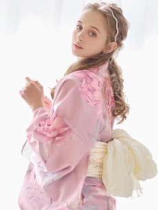 画像27: 【即日発送】【浴衣】大人スウィート/ピンク地に大柄牡丹浴衣 【浴衣3点セット 浴衣/帯/下駄】 [YMT] (27)