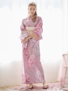 画像4: 【即日発送】【浴衣】大人スウィート/ピンク地に大柄牡丹浴衣 【浴衣3点セット 浴衣/帯/下駄】 [YMT] (4)