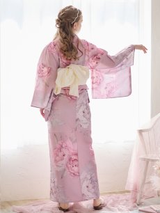 画像8: 【即日発送】【浴衣】大人スウィート/ピンク地に大柄牡丹浴衣 【浴衣3点セット 浴衣/帯/下駄】 [YMT] (8)