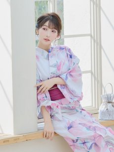 画像12: 【即日発送】大人スウィート/水彩フラワー 牡丹柄 浴衣 【浴衣3点セット 浴衣/帯/下駄】 [YMT] (12)