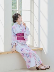 画像11: 【即日発送】大人スウィート/水彩フラワー 牡丹柄 浴衣 【浴衣3点セット 浴衣/帯/下駄】 [YMT] (11)