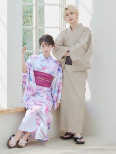 画像14: 【即日発送】大人スウィート/水彩フラワー 牡丹柄 浴衣 【浴衣3点セット 浴衣/帯/下駄】 [YMT] (14)