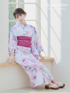 画像3: 【即日発送】大人スウィート/水彩フラワー 牡丹柄 浴衣 【浴衣3点セット 浴衣/帯/下駄】 [YMT] (3)