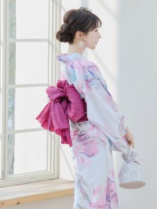 画像6: 【即日発送】大人スウィート/水彩フラワー 牡丹柄 浴衣 【浴衣3点セット 浴衣/帯/下駄】 [YMT] (6)