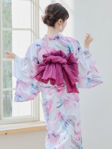 画像8: 【即日発送】大人スウィート/水彩フラワー 牡丹柄 浴衣 【浴衣3点セット 浴衣/帯/下駄】 [YMT] (8)