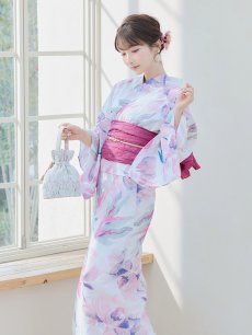 画像9: 【即日発送】大人スウィート/水彩フラワー 牡丹柄 浴衣 【浴衣3点セット 浴衣/帯/下駄】 [YMT] (9)