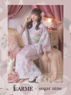 画像1: 【浴衣セール！】【即日発送】【浴衣】大人スウィート/ピンク地に百合の大人浴衣 【浴衣3点セット 浴衣/帯/下駄】 [YMT] (1)