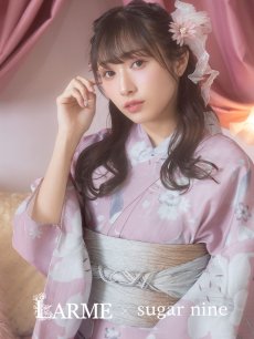 画像2: 【浴衣セール！】【即日発送】【浴衣】大人スウィート/ピンク地に百合の大人浴衣 【浴衣3点セット 浴衣/帯/下駄】 [YMT] (2)