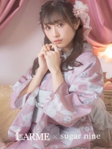 画像3: 【浴衣セール！】【即日発送】【浴衣】大人スウィート/ピンク地に百合の大人浴衣 【浴衣3点セット 浴衣/帯/下駄】 [YMT] (3)