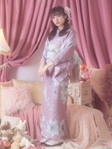 画像4: 【浴衣セール！】【即日発送】【浴衣】大人スウィート/ピンク地に百合の大人浴衣 【浴衣3点セット 浴衣/帯/下駄】 [YMT] (4)