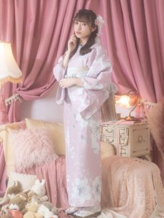 画像6: 【浴衣セール！】【即日発送】【浴衣】大人スウィート/ピンク地に百合の大人浴衣 【浴衣3点セット 浴衣/帯/下駄】 [YMT] (6)