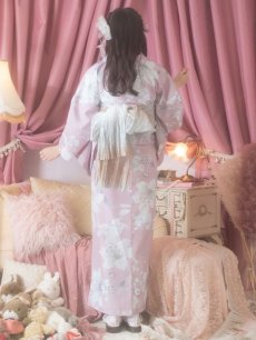 画像8: 【浴衣セール！】【即日発送】【浴衣】大人スウィート/ピンク地に百合の大人浴衣 【浴衣3点セット 浴衣/帯/下駄】 [YMT] (8)