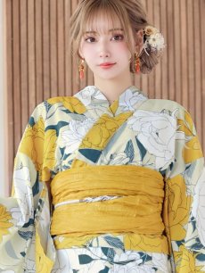 画像5: 【即日発送】レトロモダン牡丹浴衣 【浴衣3点セット 浴衣/帯/下駄】 [YMT] (5)