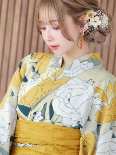 画像6: 【即日発送】レトロモダン牡丹浴衣 【浴衣3点セット 浴衣/帯/下駄】 [YMT] (6)