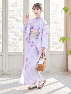 画像9: 【即日発送！】【浴衣】ストライプ地 /グラデーション木蓮浴衣 【浴衣3点セット 浴衣/帯/下駄】 [YMT] (9)