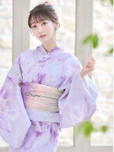 画像10: 【即日発送！】【浴衣】ストライプ地 /グラデーション木蓮浴衣 【浴衣3点セット 浴衣/帯/下駄】 [YMT] (10)