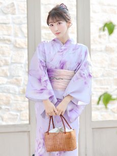 画像11: 【即日発送！】【浴衣】ストライプ地 /グラデーション木蓮浴衣 【浴衣3点セット 浴衣/帯/下駄】 [YMT] (11)