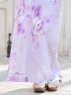 画像7: 【即日発送！】【浴衣】ストライプ地 /グラデーション木蓮浴衣 【浴衣3点セット 浴衣/帯/下駄】 [YMT] (7)