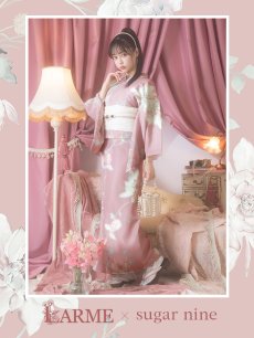 画像1: 【浴衣セール！】【即日発送】【浴衣】大人スウィート/ピンク地フラワー浴衣 【浴衣3点セット 浴衣/帯/下駄】 [YMT] (1)