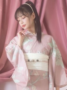 画像10: 【浴衣セール！】【即日発送】【浴衣】大人スウィート/ピンク地フラワー浴衣 【浴衣3点セット 浴衣/帯/下駄】 [YMT] (10)