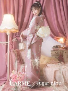 画像2: 【浴衣セール！】【即日発送】【浴衣】大人スウィート/ピンク地フラワー浴衣 【浴衣3点セット 浴衣/帯/下駄】 [YMT] (2)