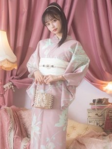 画像5: 【浴衣セール！】【即日発送】【浴衣】大人スウィート/ピンク地フラワー浴衣 【浴衣3点セット 浴衣/帯/下駄】 [YMT] (5)