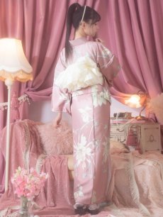 画像8: 【浴衣セール！】【即日発送】【浴衣】大人スウィート/ピンク地フラワー浴衣 【浴衣3点セット 浴衣/帯/下駄】 [YMT] (8)