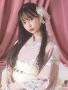 画像10: 【即日発送】【浴衣】大人スウィート/くすみピンク椿浴衣 【浴衣3点セット 浴衣/帯/下駄】 [YMT] (10)