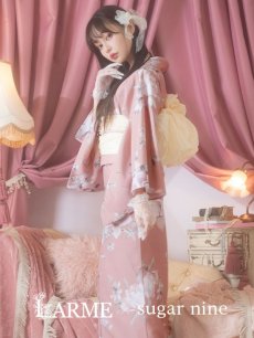 画像3: 【即日発送】【浴衣】大人スウィート/くすみピンク椿浴衣 【浴衣3点セット 浴衣/帯/下駄】 [YMT] (3)