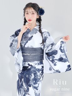 画像2: 【即日発送！】Riuコラボ 水彩グラデーション椿浴衣 [YMT] (2)