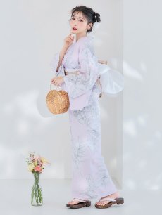 画像13: 【即日発送！】Riuコラボ ライトピンクx百合リボン浴衣 しわラメ帯 [YMT] (13)