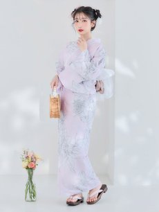 画像4: 【即日発送！】Riuコラボ ライトピンクx百合リボン浴衣 しわラメ帯 [YMT] (4)