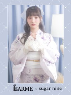 画像1: 【浴衣セール！】【即日発送】可憐なパープルxホワイト牡丹浴衣 【浴衣3点セット 浴衣/帯/下駄】 [FB02] (1)