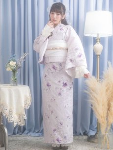 画像5: 【浴衣セール！】【即日発送】可憐なパープルxホワイト牡丹浴衣 【浴衣3点セット 浴衣/帯/下駄】 [FB02] (5)