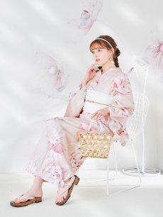 画像11: 【即日発送】くすみピンクスウィート牡丹浴衣 【浴衣3点セット 浴衣/帯/下駄】 [YMT] (11)