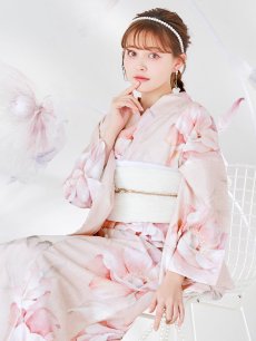 画像14: 【即日発送】くすみピンクスウィート牡丹浴衣 【浴衣3点セット 浴衣/帯/下駄】 [YMT] (14)