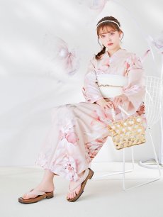 画像15: 【即日発送】くすみピンクスウィート牡丹浴衣 【浴衣3点セット 浴衣/帯/下駄】 [YMT] (15)