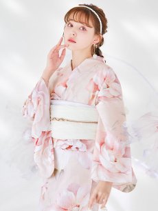 画像5: 【即日発送】くすみピンクスウィート牡丹浴衣 【浴衣3点セット 浴衣/帯/下駄】 [YMT] (5)