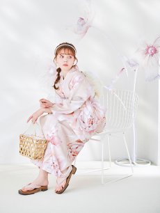 画像6: 【即日発送】くすみピンクスウィート牡丹浴衣 【浴衣3点セット 浴衣/帯/下駄】 [YMT] (6)