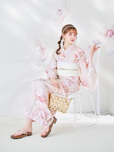 画像7: 【即日発送】くすみピンクスウィート牡丹浴衣 【浴衣3点セット 浴衣/帯/下駄】 [YMT] (7)