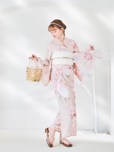画像9: 【即日発送】くすみピンクスウィート牡丹浴衣 【浴衣3点セット 浴衣/帯/下駄】 [YMT] (9)
