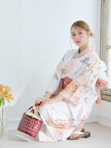 画像12: 【即日発送】アプリコットピンク牡丹浴衣 【浴衣3点セット 浴衣/帯/下駄】 [YMT] (12)