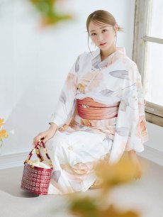 画像14: 【即日発送】アプリコットピンク牡丹浴衣 【浴衣3点セット 浴衣/帯/下駄】 [YMT] (14)