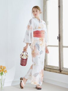 画像4: 【即日発送】アプリコットピンク牡丹浴衣 【浴衣3点セット 浴衣/帯/下駄】 [YMT] (4)