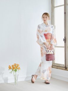 画像7: 【即日発送】アプリコットピンク牡丹浴衣 【浴衣3点セット 浴衣/帯/下駄】 [YMT] (7)