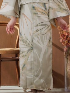 画像19: 【即日発送】【浴衣セール！】ヘルシーリーフ柄ベージュ浴衣 【浴衣3点セット 浴衣/帯/下駄】 [YMT] (19)