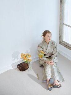 画像10: 【即日発送】【浴衣セール】ヘルシーリーフ柄ベージュ浴衣 【浴衣3点セット 浴衣/帯/下駄】 [YMT] (10)