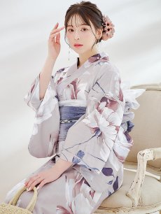 画像1: 【即日発送】【浴衣セール！】ロマンティックピオニー浴衣 【浴衣3点セット 浴衣/帯/下駄】 [YMT] (1)