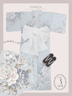 画像25: 【即日発送】クラシカルローズブルー浴衣 【浴衣3点セット 浴衣/帯/下駄】 [YMT] (25)